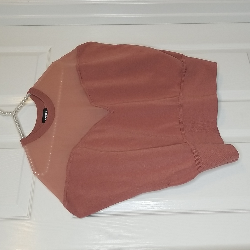 Express Womens Pink Short Sleeve  Sweater Top - Picture 5 of 14